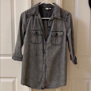 BP Grey Button Up with Studded Shoulders